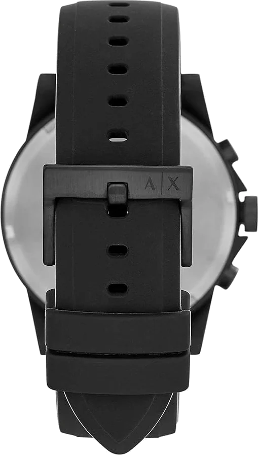 Montre Homme Armani Exchange AX1343 - Boîtier Silicone Noir 44mm, Bracelet Silicone Noir vue 3