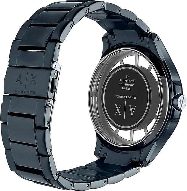 Montre Homme Armani Exchange AX2401 en Acier Inoxydable Bleu à Cadran Transparent vue 2