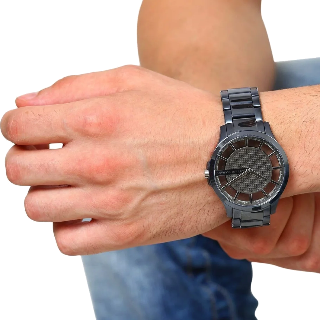 Montre Homme Armani Exchange AX2401 en Acier Inoxydable Bleu à Cadran Transparent vue 4