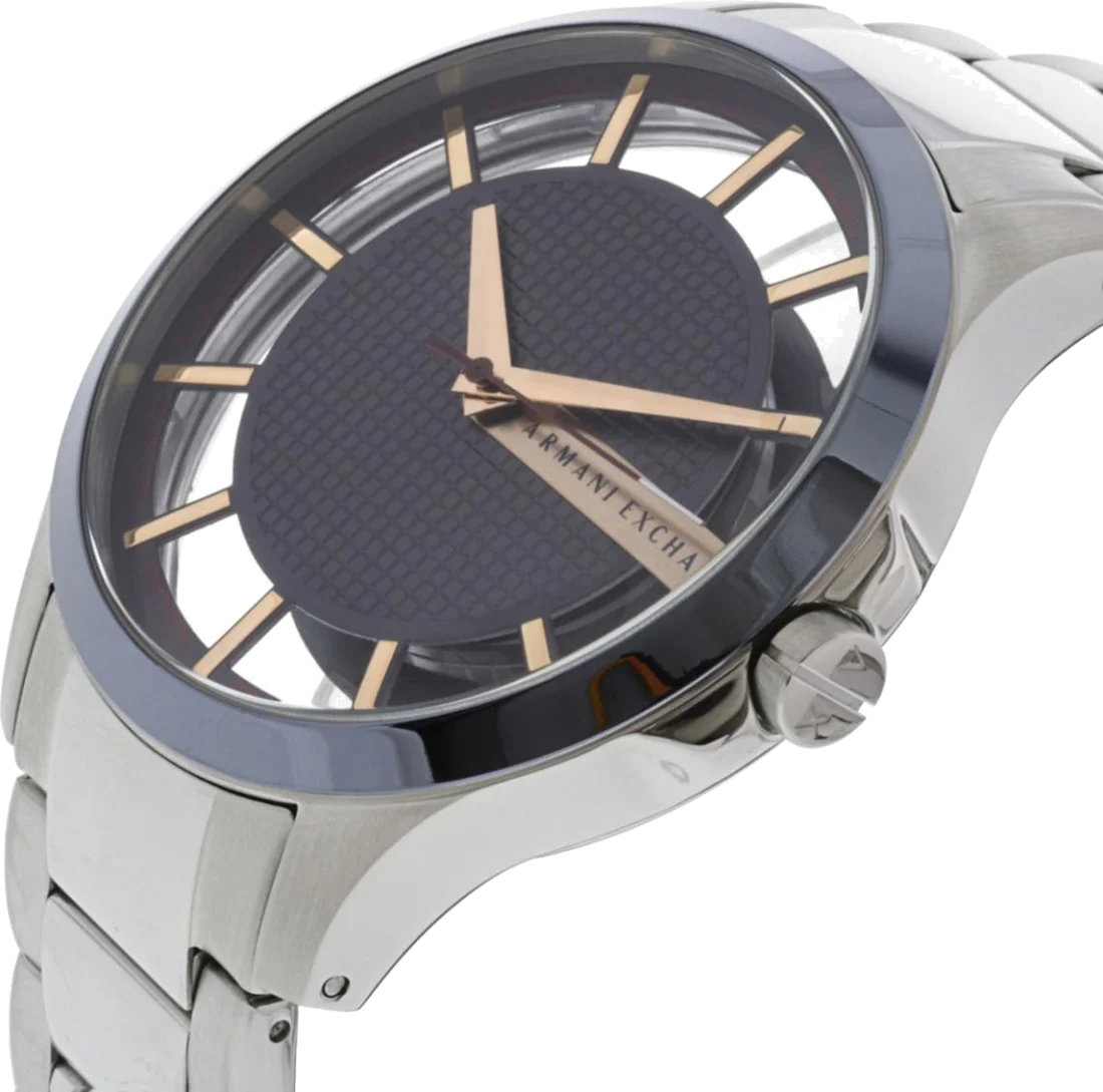 Montre Homme Armani Exchange AX2405 Cadran Bleu Transparent en Acier vue 2