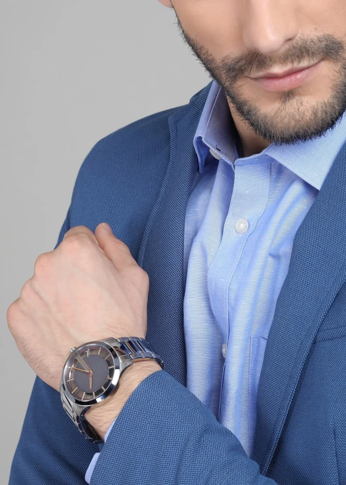 Montre Homme Armani Exchange AX2405 Cadran Bleu Transparent en Acier vue 5