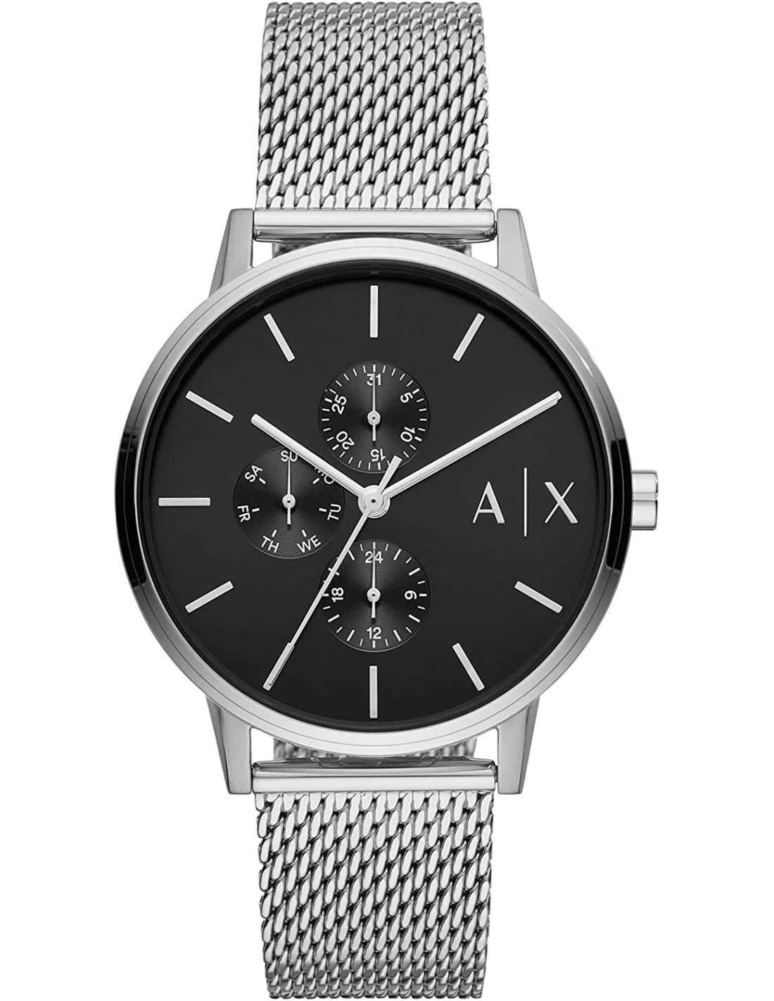 Montre Homme Armani Exchange AX2714 - Cadran Noir, Boîtier Acier Argent, Maille Milanaise
