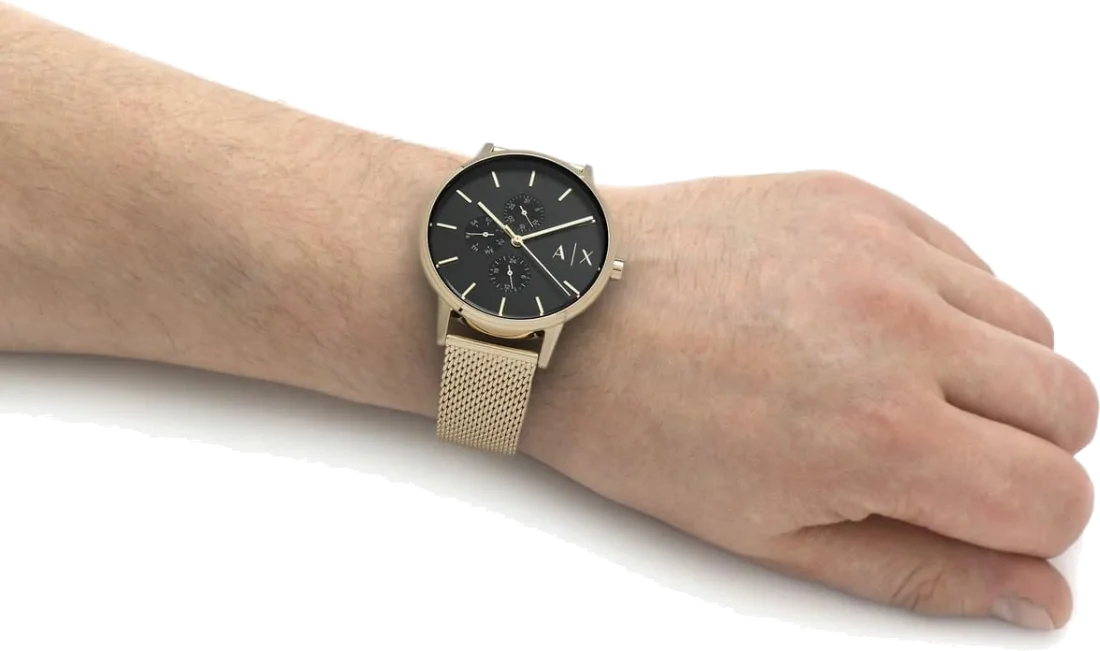 Montre Homme Armani Exchange AX2715 - Cadran Noir et Maille Milanaise Dorée vue 4