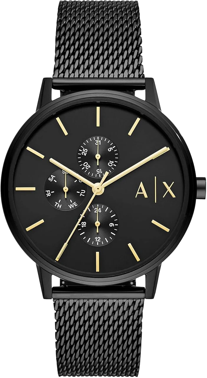 Montre Homme Armani Exchange AX2716, Cadran et Bracelet Maille Milanaise Noir