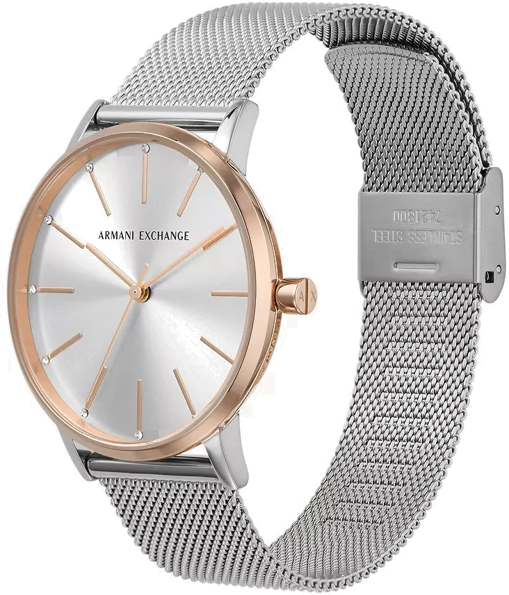 Montre Femme Armani Exchange AX5537 en acier argenté à maille milanaise vue 2