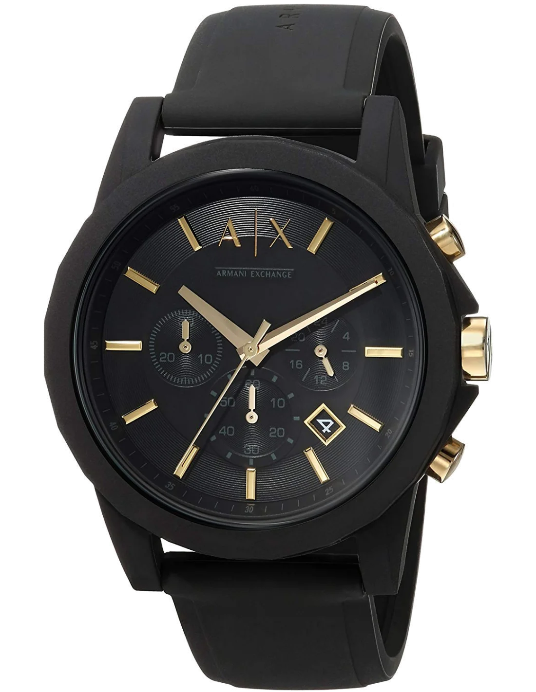 Montre Homme Armani Exchange AX7105 - Cadran et Boîtier Noir, Bracelet Silicone