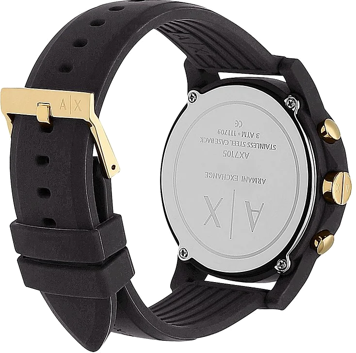 Montre Homme Armani Exchange AX7105 - Cadran et Boîtier Noir, Bracelet Silicone vue 4