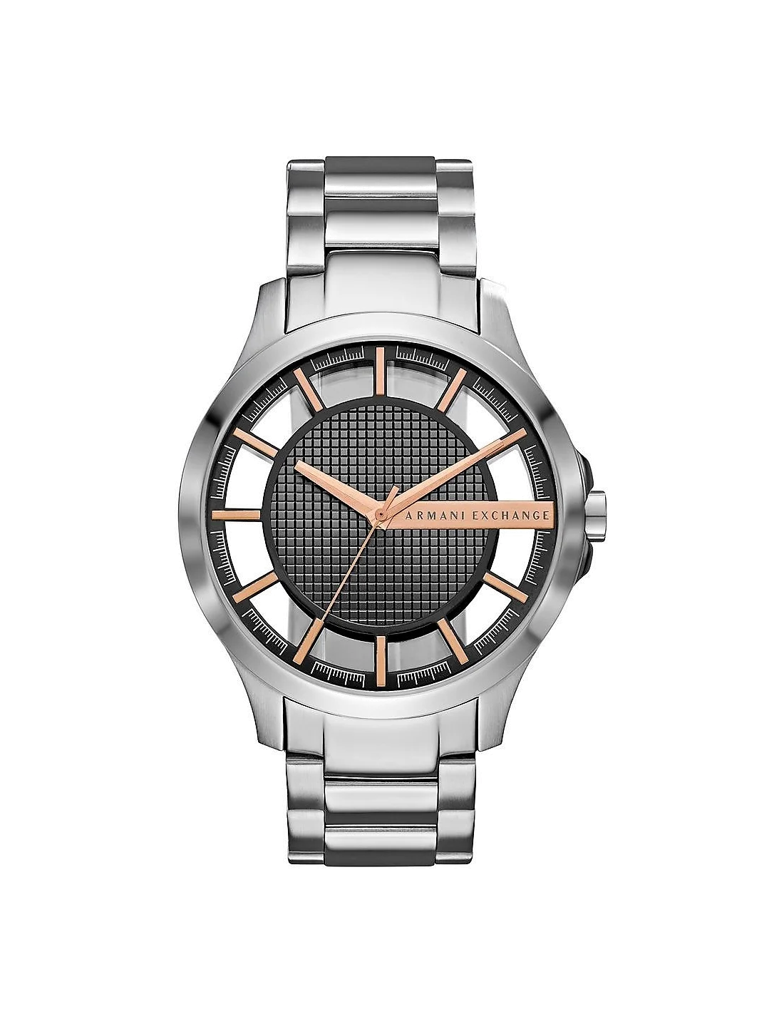 Montre Homme Armani Exchange Hampton AX2199 Cadran Noir Transparent Bracelet Acier Argent