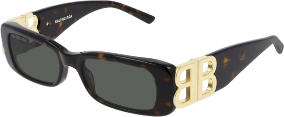 Lunettes de soleil Balanciaga Everyday BB0096S rectangulaires - Ecaille vue 3