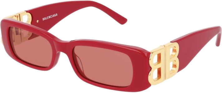 Lunettes de soleil Balanciaga Everyday BB0096S rectangulaires - Rouge vue 3