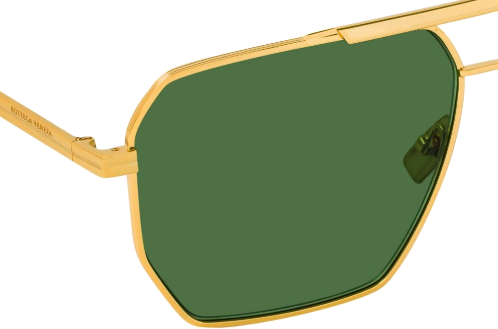 Lunettes de soleil Bottega Veneta Minimalist BV1012S en métal - Vert - Or vue 3
