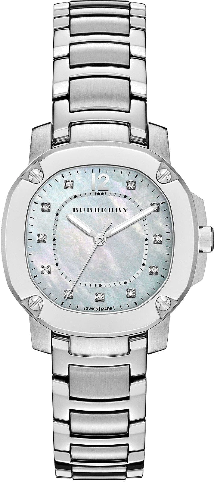 Montre Femme Burberry BBY1804 The Britain en Acier Argent, Cadran Nacre et Index Swarovski