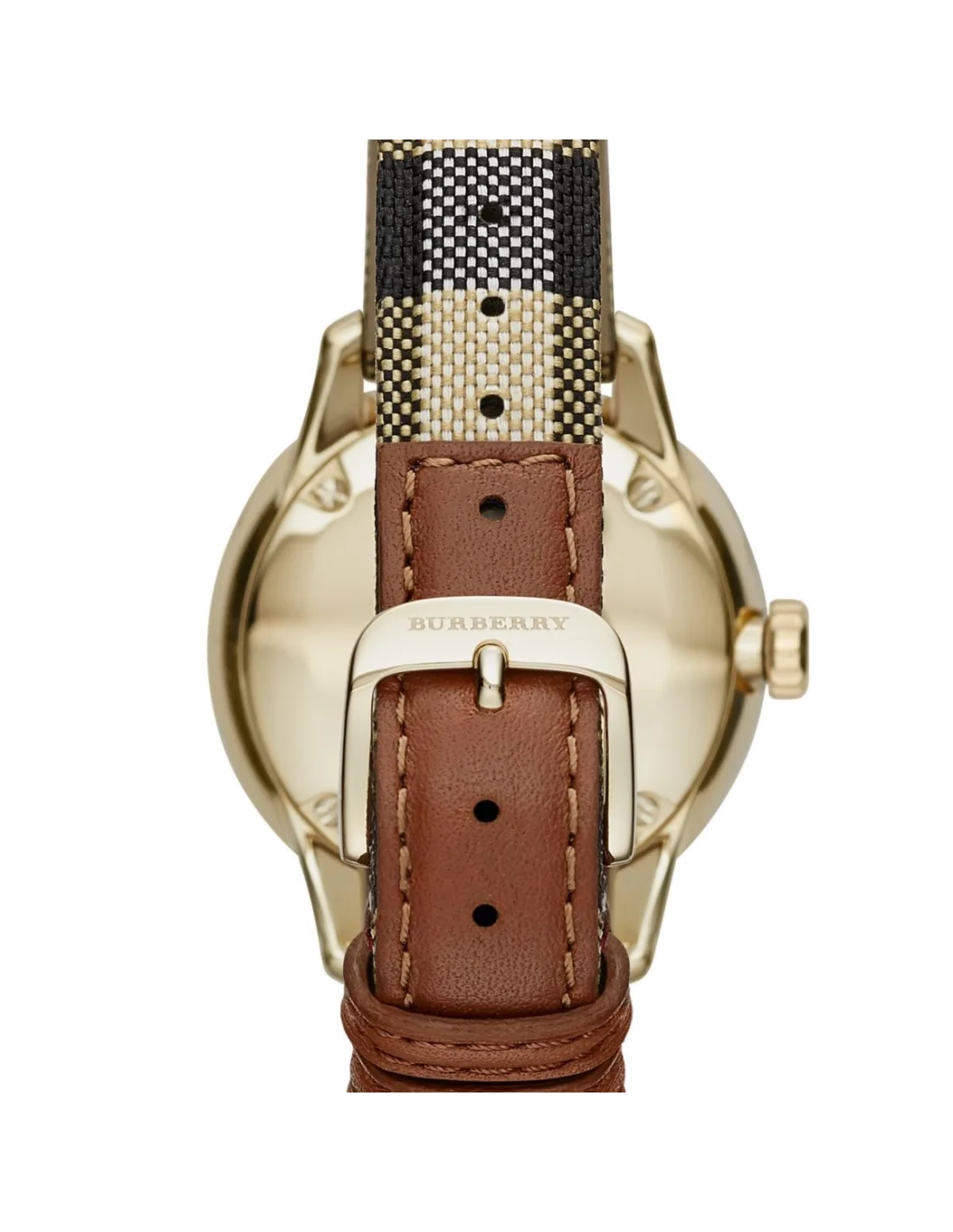 Montre Burberry BU10001 Boîtier Or 40mm Cadran Doré Bracelet Cuir Beige Unisexe vue 3