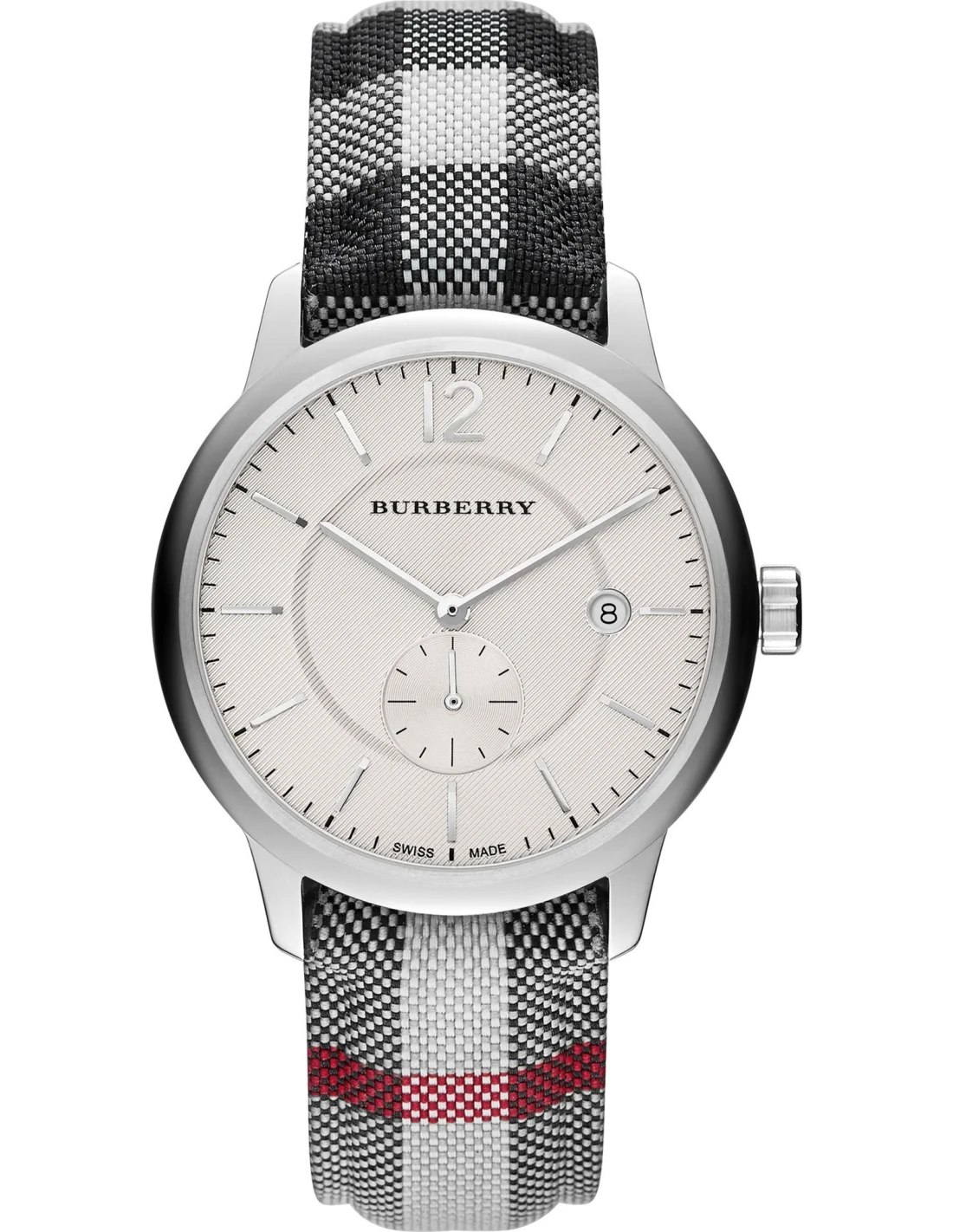 Montre Homme Burberry BU10002 Cadran Argent Boîtier Nylon Bracelet Nylon Multicolore