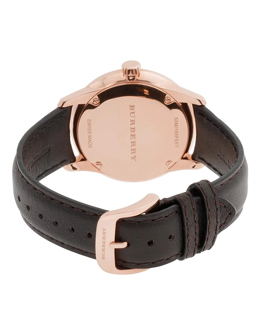 Montre Homme Burberry BU10012 Boîtier Acier Or Rose Cadran Marron Bracelet Cuir vue 2