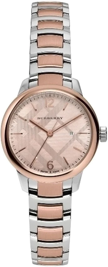 Montre Femme Burberry BU10117 Cadran Or Rose Bracelet Acier Bicolore Argent