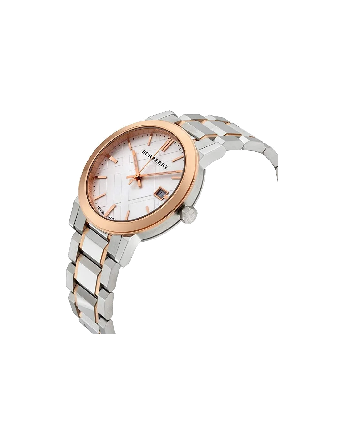 Montre Homme Burberry The City BU9006 en Acier Bicolore Argent et Or Rose vue 3