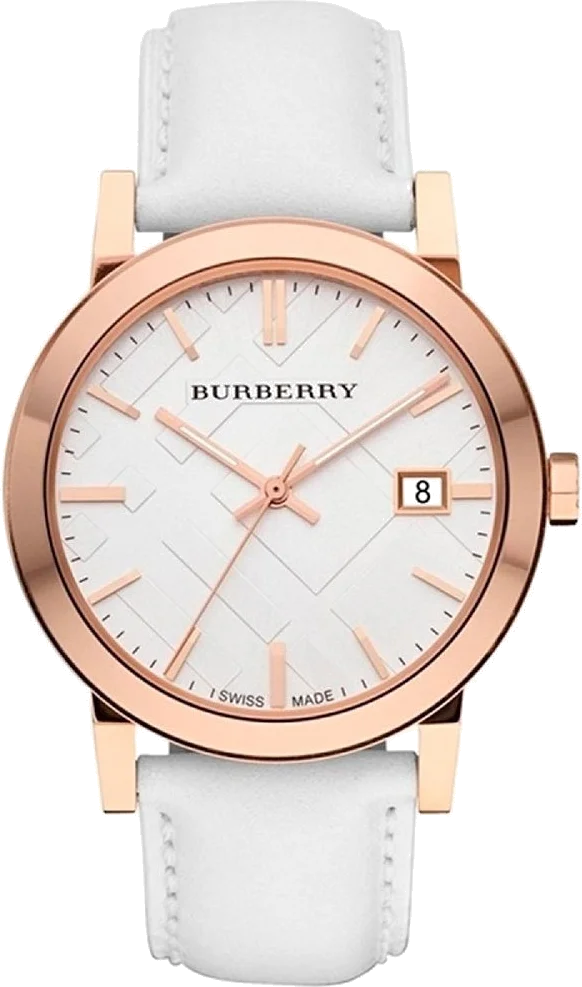 Montre Burberry BU9012 Unisexe Cadran Blanc Bracelet Cuir Blanc