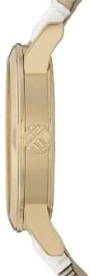 Montre Femme Burberry BU9015 Heritage Nova - Cadran Blanc, Bracelet Cuir Haymarket Blanc, Boîtier Or vue 2