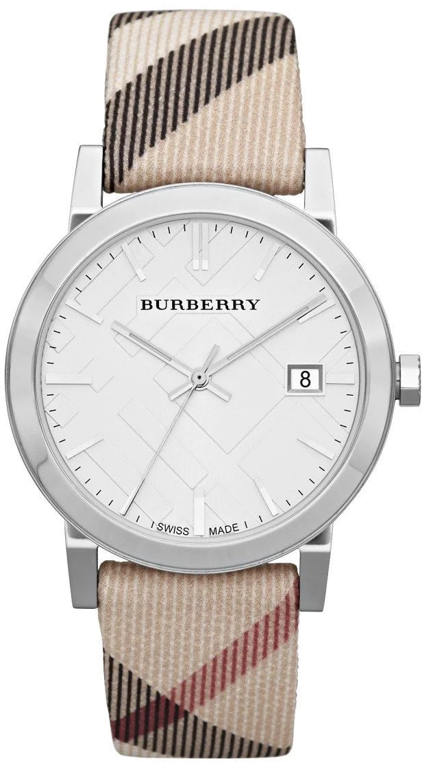 Montre Femme Burberry BU9022 en Cuir Beige - Cadran Argent 38mm