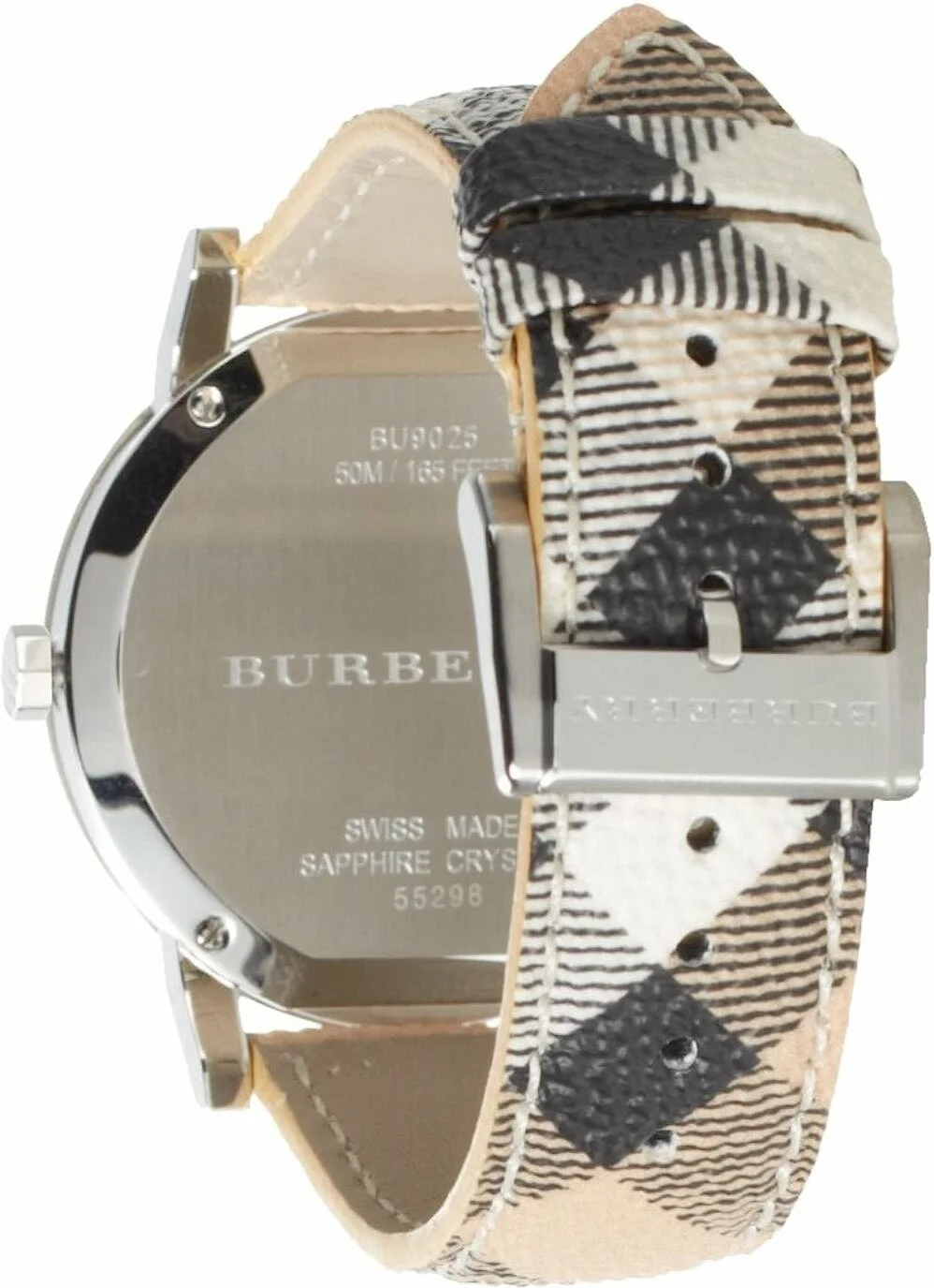Montre Femme Burberry BU9025 The City Cadran Argenté Bracelet Cuir Beige Monogramme vue 2