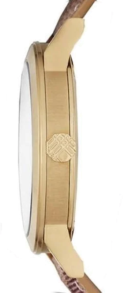 Montre Femme Burberry BU9026 The City - Cadran Argenté à Motif Check, Boîtier Doré et Bracelet Cuir Noir vue 2