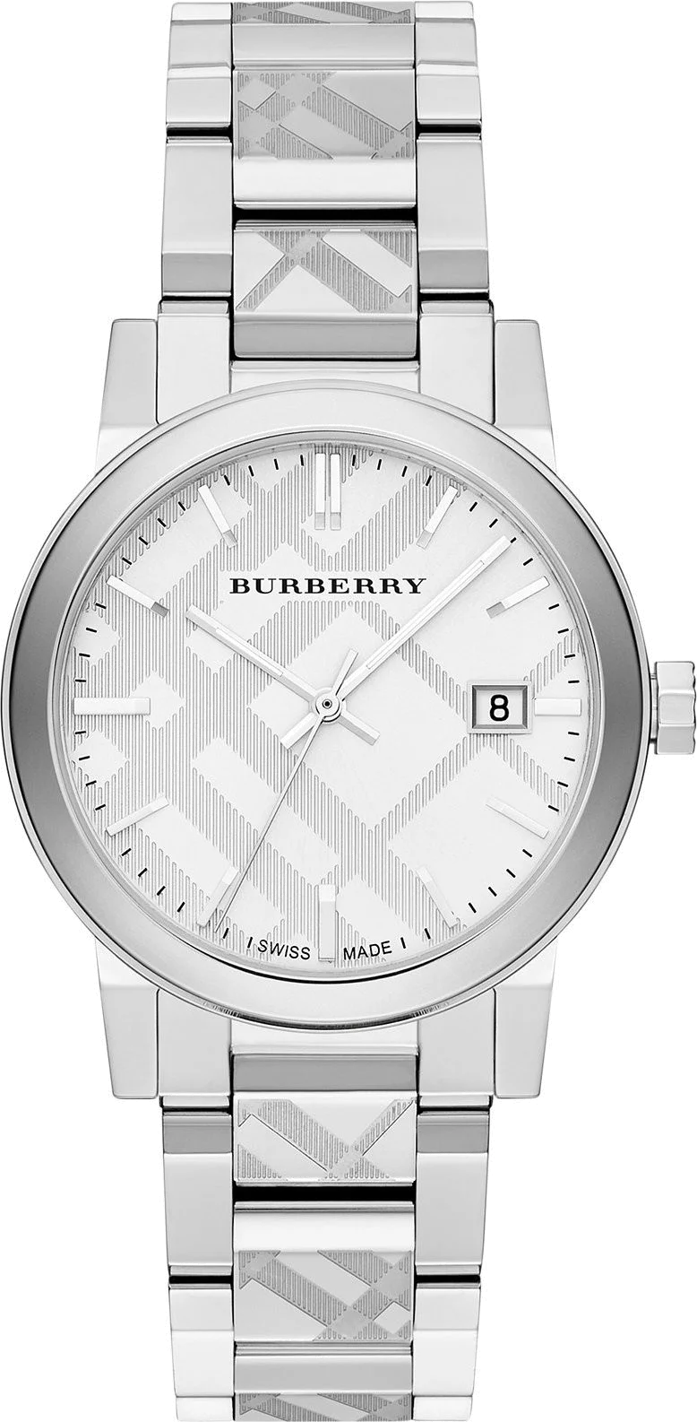 Montre Burberry BU9037 Acier Argenté Motif Check - Unisexe