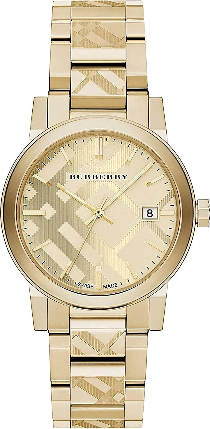 Montre Burberry BU9038 Acier Doré Cadran Check - Unisexe