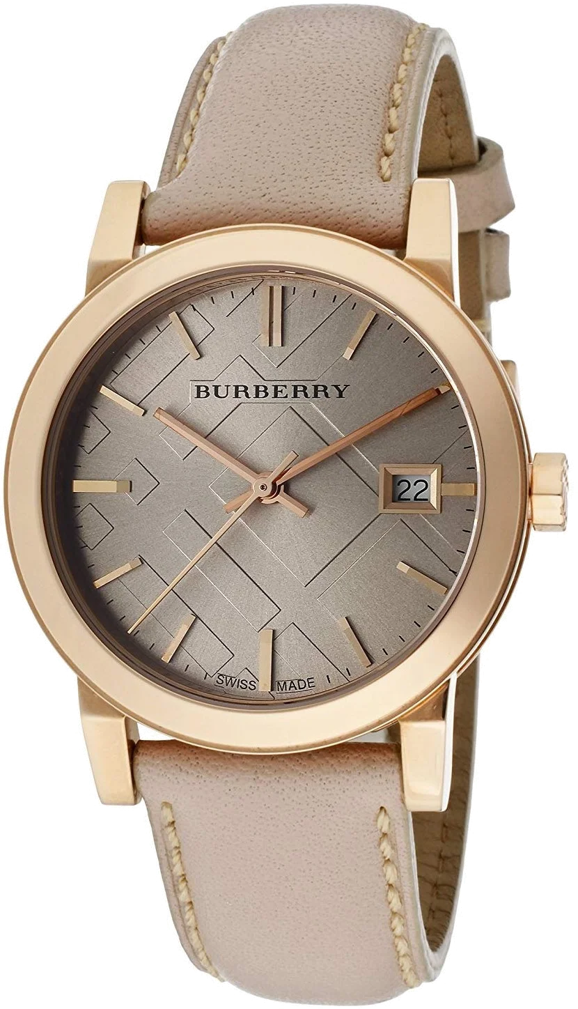 Montre Femme Burberry City BU9109 Cadran Tartan Acier Or & Cuir Beige