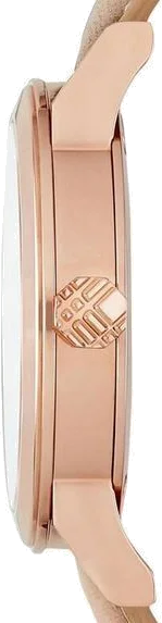 Montre Femme Burberry BU9131 The City - Cadran Argenté, Boîtier Or Rose, Bracelet Cuir Beige vue 2