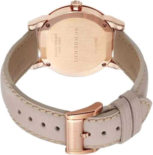 Montre Femme Burberry BU9131 The City - Cadran Argenté, Boîtier Or Rose, Bracelet Cuir Beige vue 3