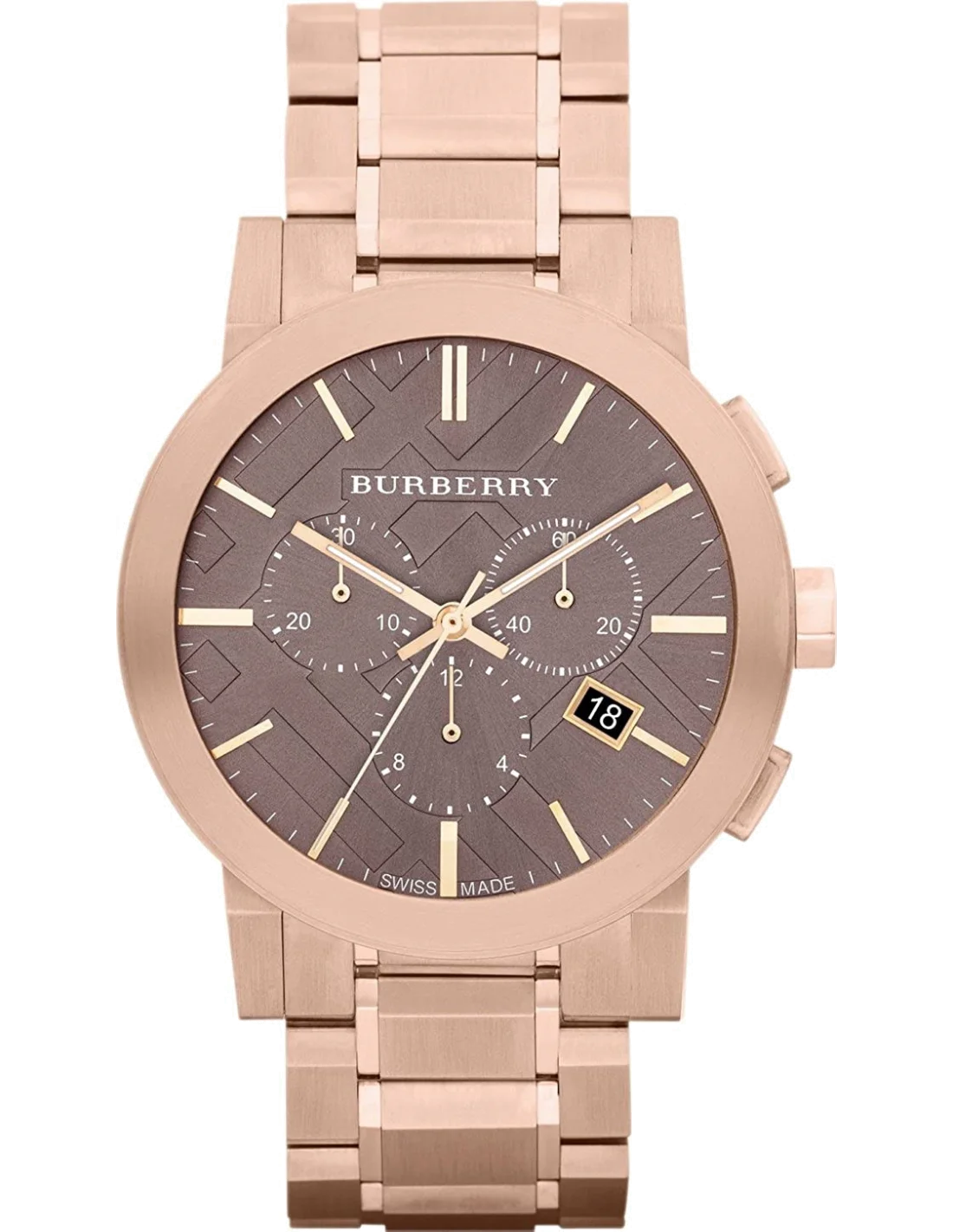 Montre Homme Burberry BU9353 Chronographe Acier Or Rose - Cadran Marron