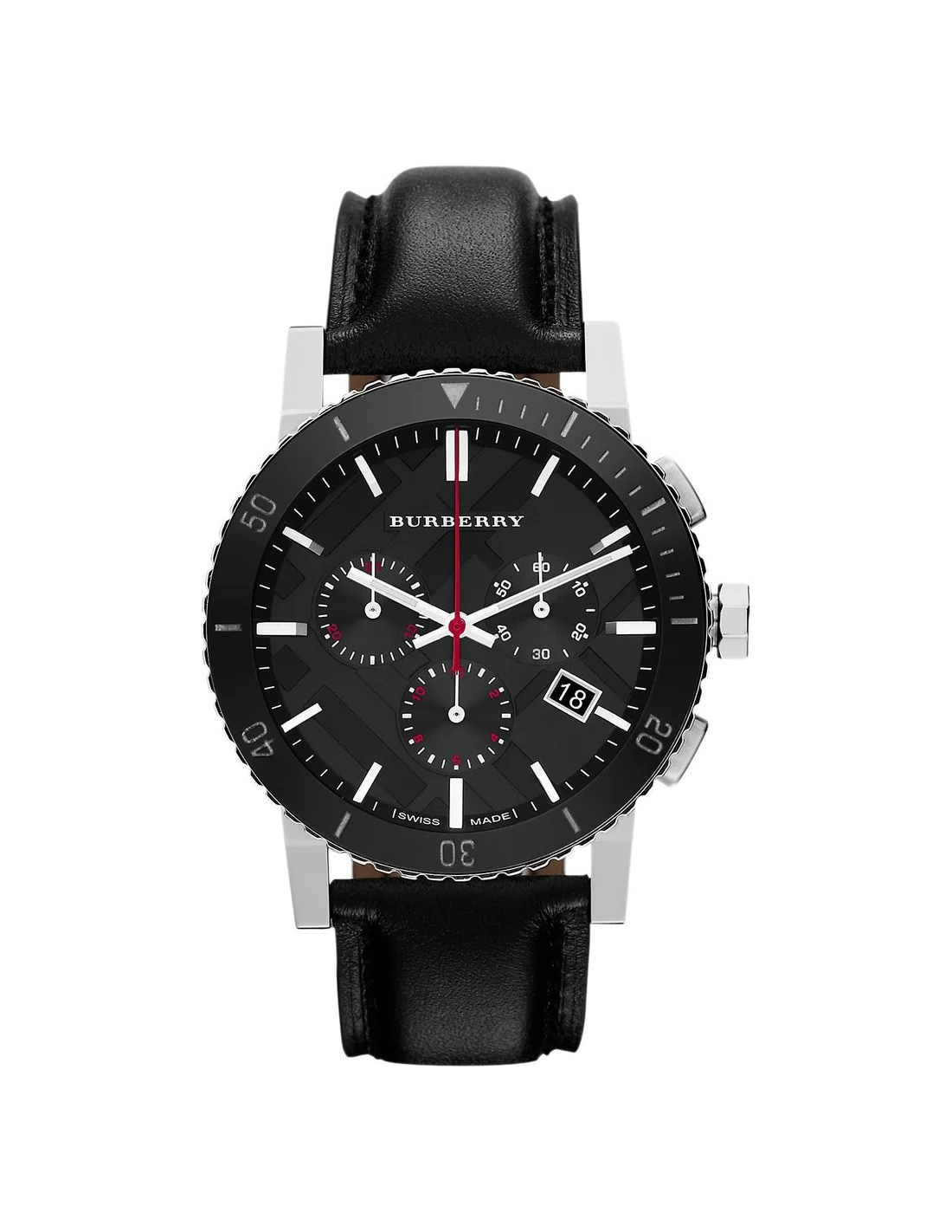 Montre Burberry BU9382 Chronographe Homme Cadran Noir Bracelet Cuir