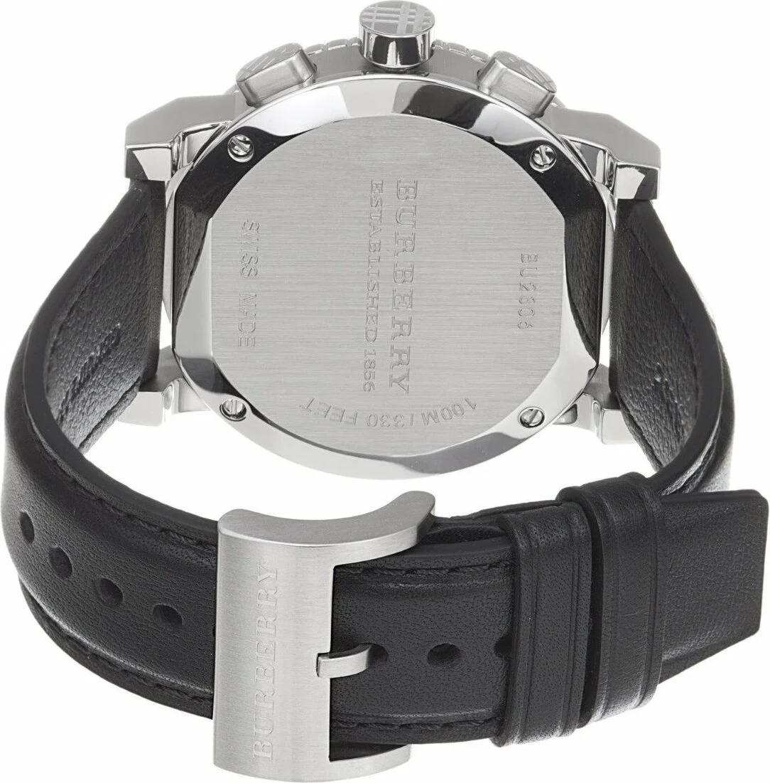 Montre Burberry BU9382 Chronographe Homme Cadran Noir Bracelet Cuir vue 3