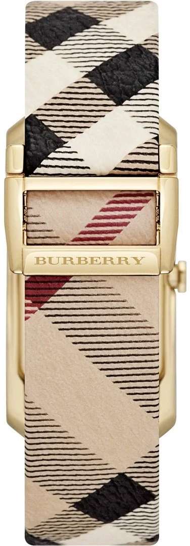 Montre Femme Burberry BU9509 Rectangulaire Dorée Bracelet Cuir Beige Check vue 3