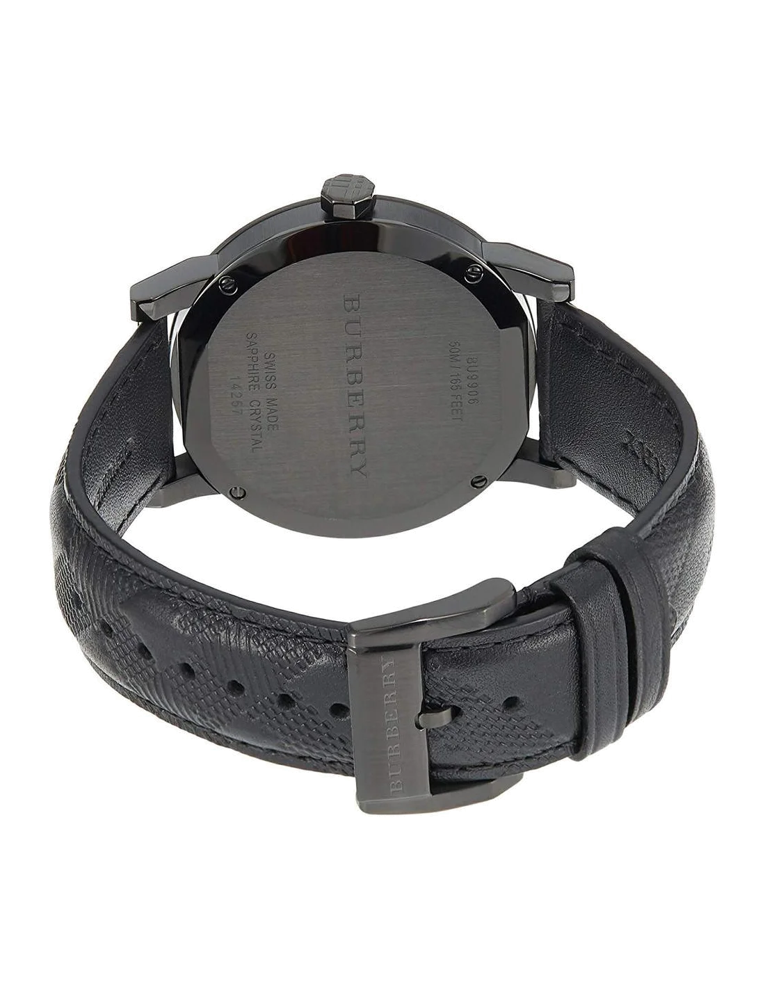 Montre Burberry BU9906 pour Homme, Cadran Noir, Bracelet Cuir Noir vue 3