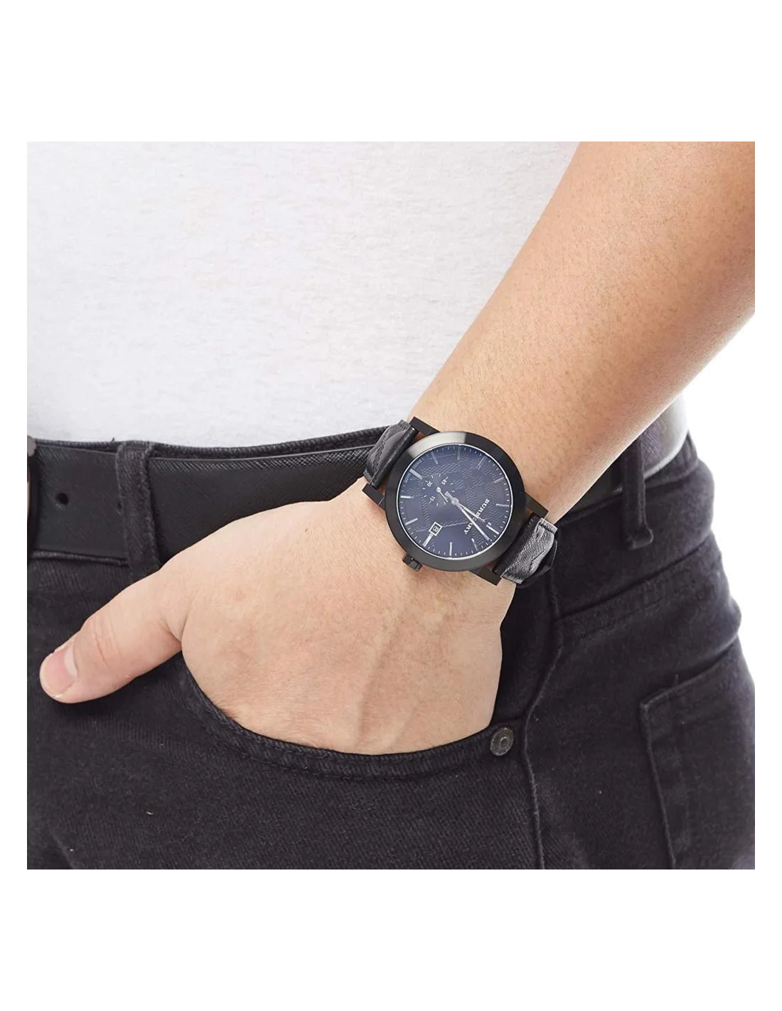 Montre Burberry BU9906 pour Homme, Cadran Noir, Bracelet Cuir Noir vue 4