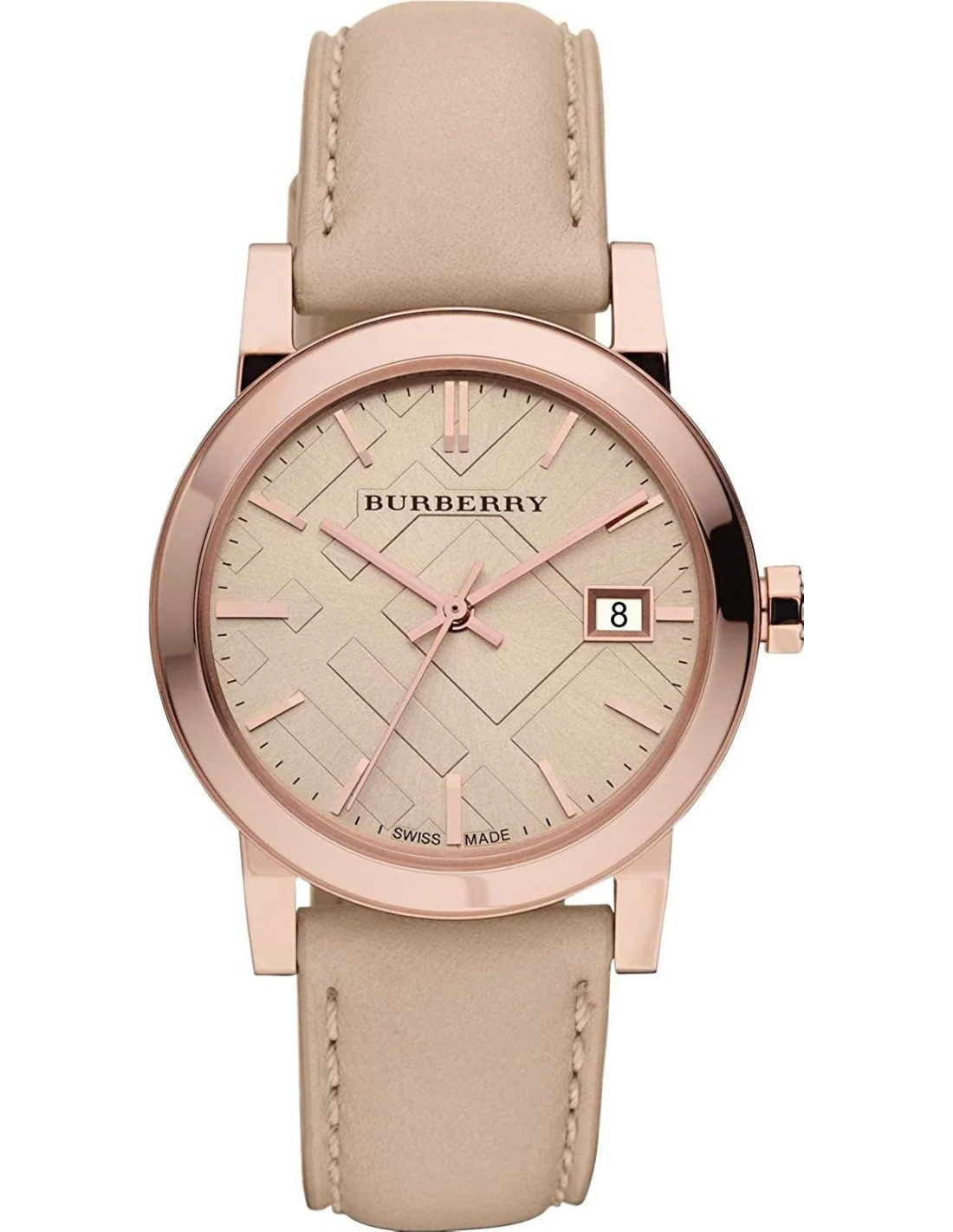 Montre Homme Burberry BU9014 Cadran Beige Bracelet Cuir Check