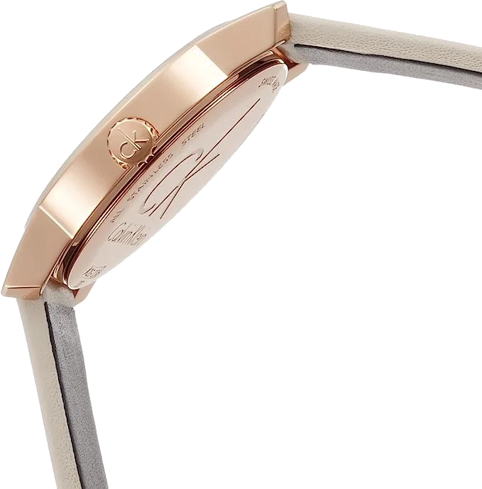 Montre Calvin Klein City K2G236X6 pour Femme, Cadran Beige, Boîtier Or Rose, Bracelet Cuir vue 2