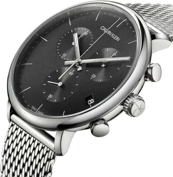 Montre Homme Calvin Klein K2G27121 Chronographe Acier Maille Milanaise Noir vue 2