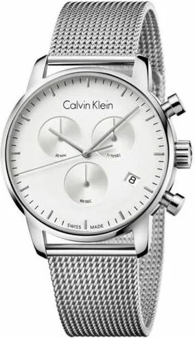 Montre Homme Calvin Klein K2G27126 Chronographe Cadran Argent Maille Milanaise