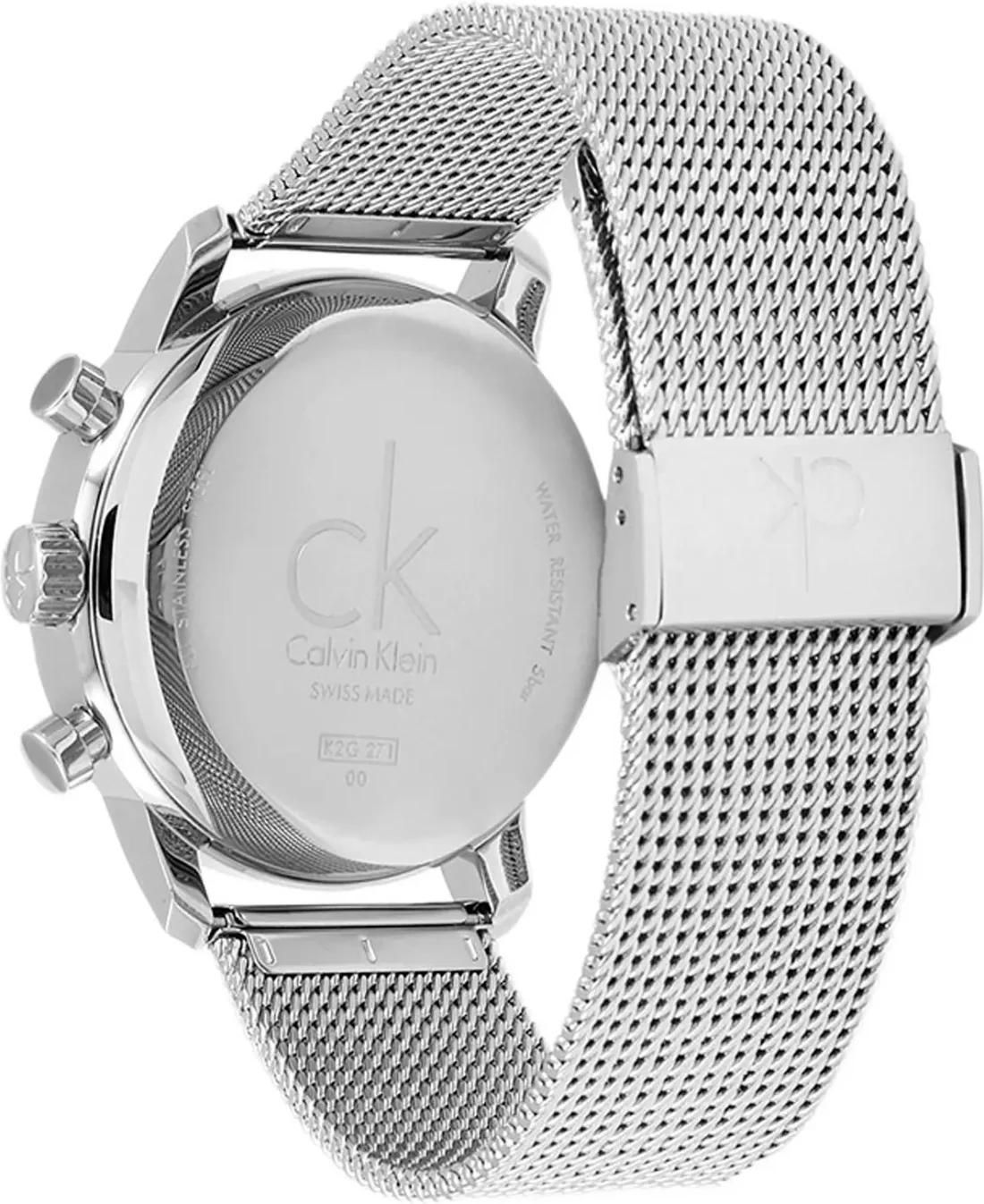 Montre Homme Calvin Klein K2G27126 Chronographe Cadran Argent Maille Milanaise vue 3