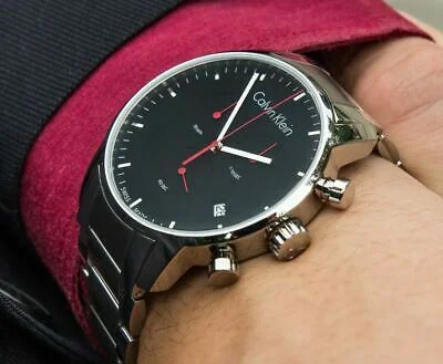 Montre Homme Calvin Klein City K2G27141, Boîtier Acier 43mm, Cadran Noir, Bracelet Acier vue 3