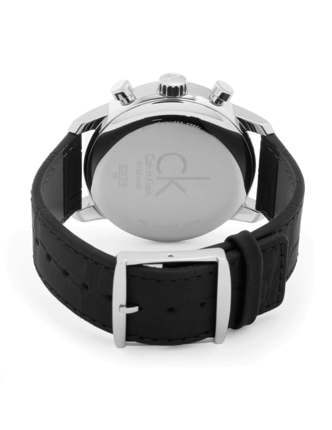 Montre Calvin Klein K2G271C6 Chronographe Homme Cadran Argent Bracelet Cuir Noir vue 2