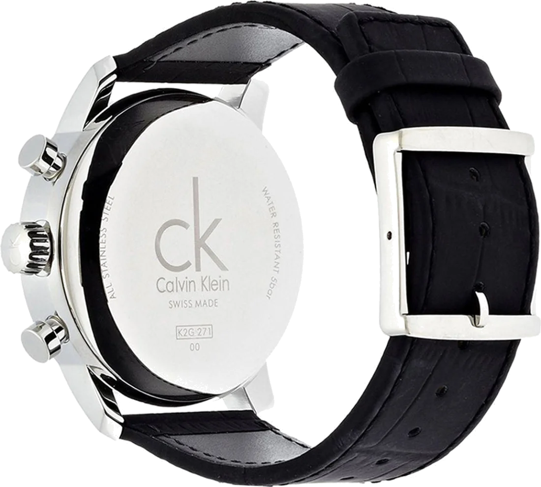 Montre Homme Calvin Klein K2G271CX Chronographe Cadran Noir Bracelet Cuir vue 3