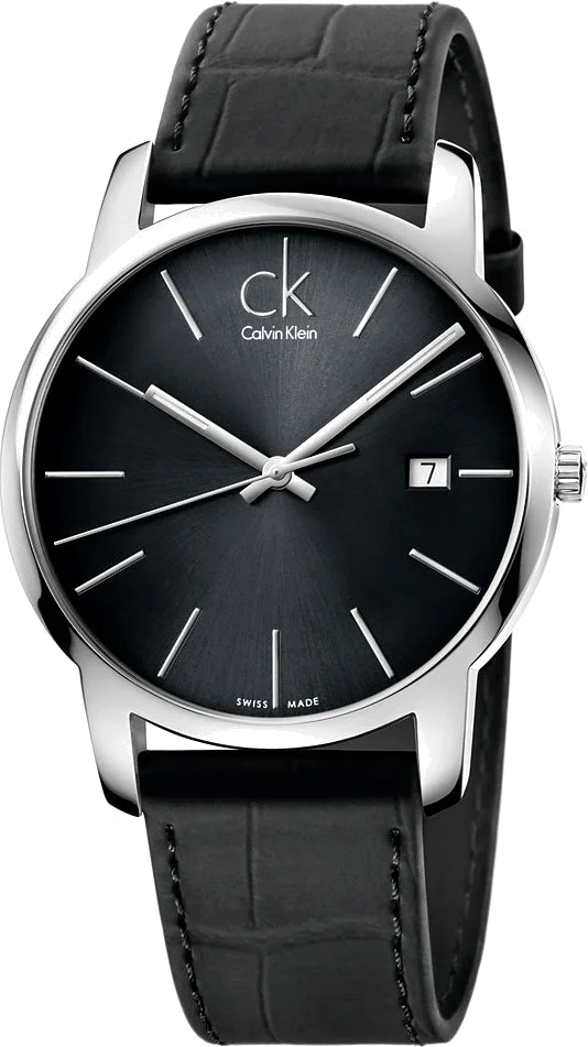 Montre Homme Calvin Klein City K2G2G1C3 - Cadran noir, bracelet cuir noir, mouvement quartz