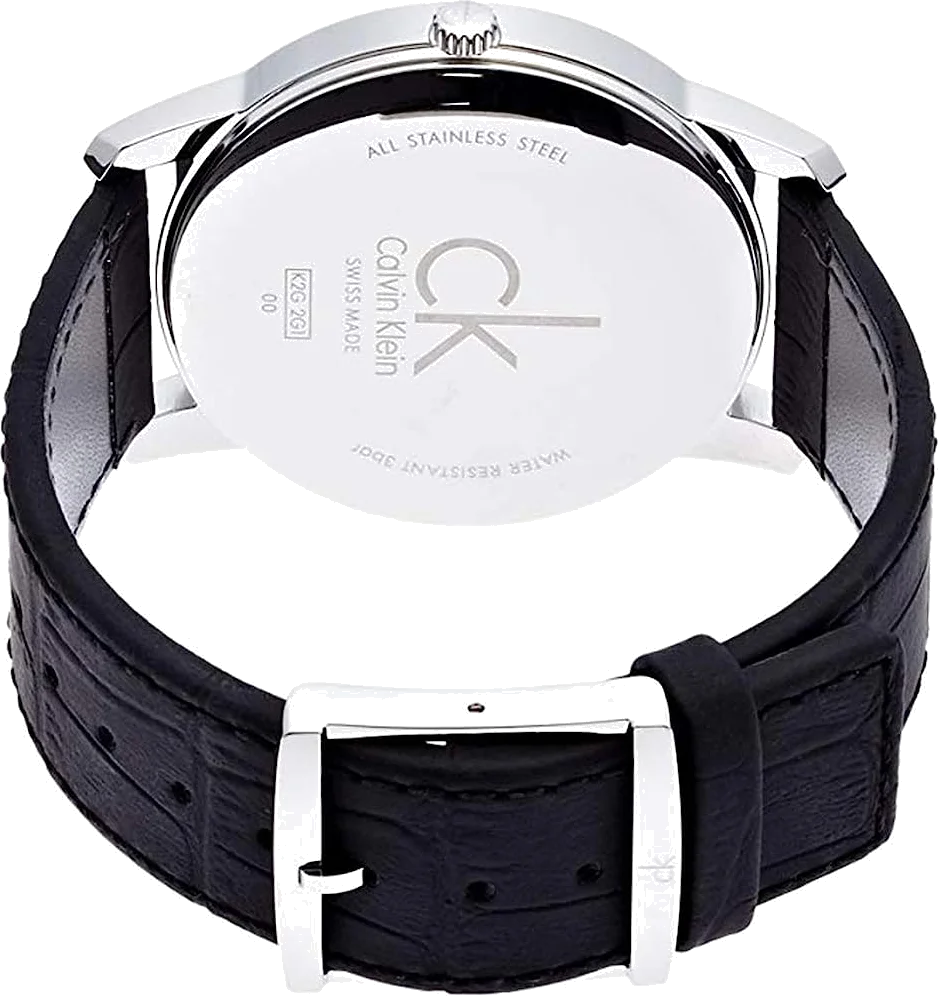 Montre Homme Calvin Klein City K2G2G1C3 - Cadran noir, bracelet cuir noir, mouvement quartz vue 3