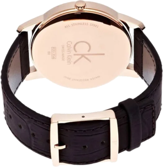 Montre Homme Calvin Klein City K2G2G6G3 - Cadran Noir, Boîtier Or Rose, Bracelet Cuir Marron vue 3