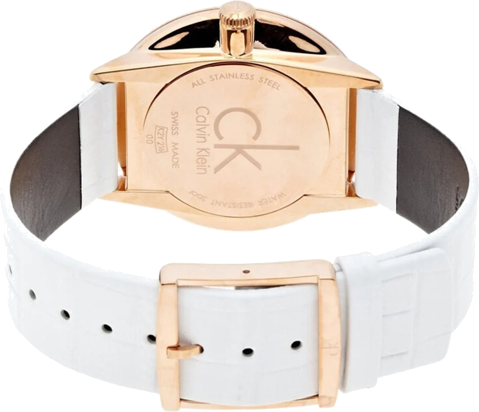 Montre Femme Calvin Klein Skirt K2U236KW - Cadran Doré & Bracelet Cuir Blanc vue 2