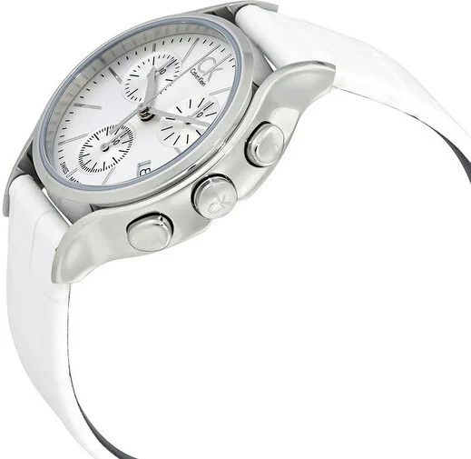 Montre Femme Calvin Klein K2U291L6 Chronomètre Cadran Argent Bracelet Acier Blanc vue 2